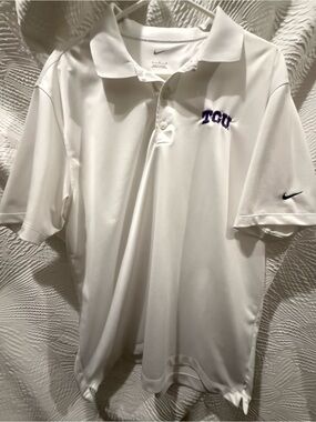 Nike White Polo with Purple TCU Embroidery